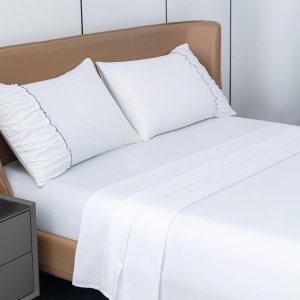 PY HOME & SPORTS Juego de sábanas de 4 piezas de 1800 hilos con funda de almohada decorada con ribete de encaje y bolsillo profundo de 16 pulgadas, PY HOME & SPORTS Juego de sábanas de 4 piezas de 1800 hilos con funda de almohada decorada con ribete de encaje y bolsillo profundo de 16 pulgadas,