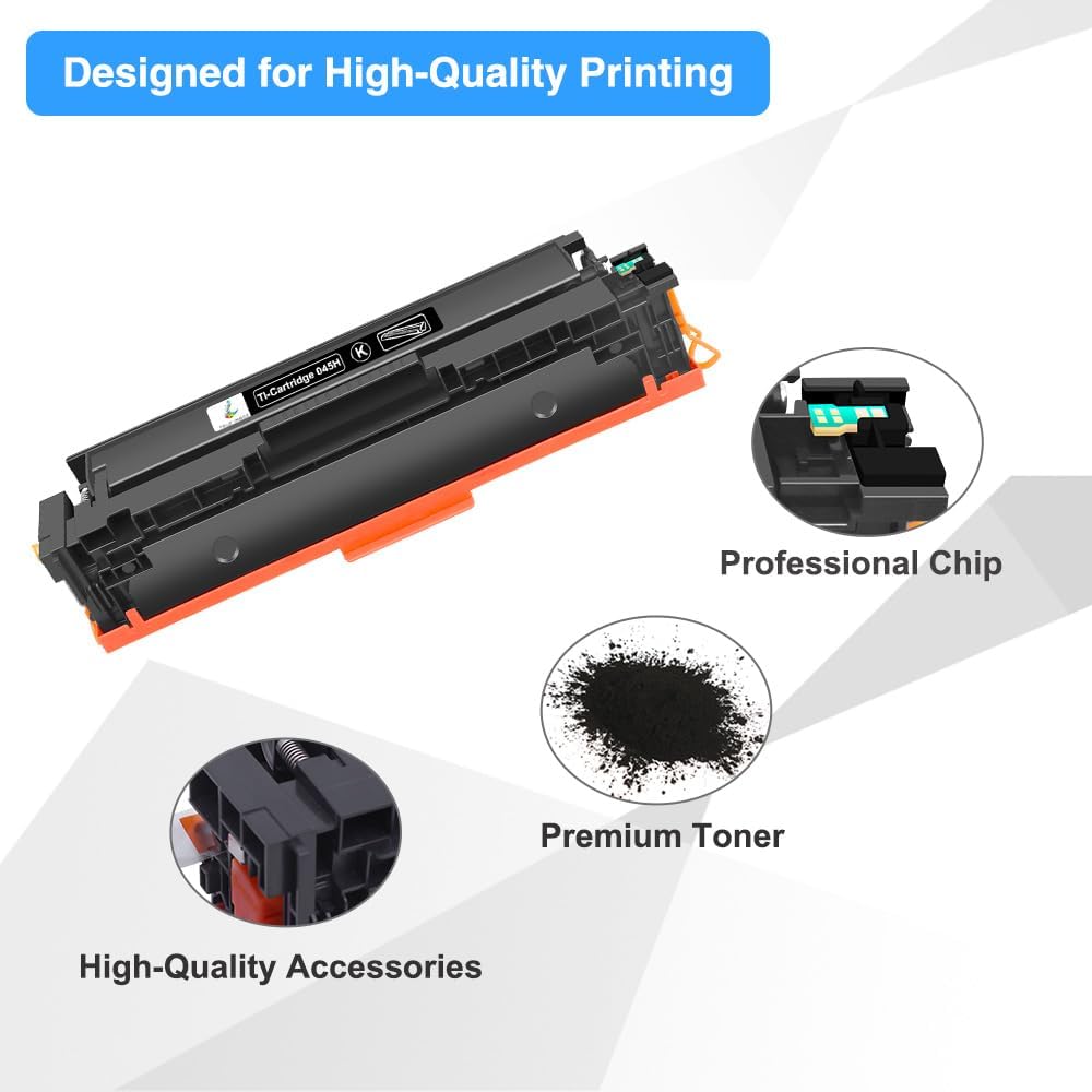 TRUE IMAGE Cartucho de tóner de repuesto compatible para Canon 045 045H MF634Cdw Color ImageCLASS MF632Cdw LBP612Cdw MF632 MF634 Tinta de impresora