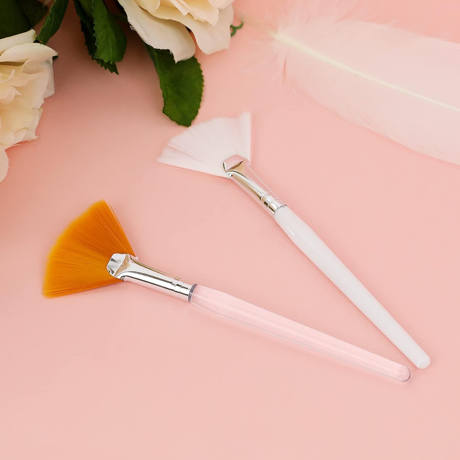 2 piezas de cepillo de abanico para máscara facial, cepillo aplicador de máscara de maquillaje suave, cepillos faciales, aplicador de ácido, cepillo