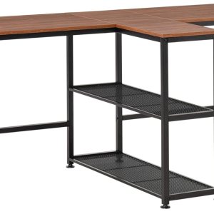 HOMCOM Escritorio para computadora para dos personas de 83 pulgadas con 2 estantes de almacenamiento, estación de trabajo de escritorio doble con HOMCOM Escritorio para computadora para dos personas de 83 pulgadas con 2 estantes de almacenamiento, estación de trabajo de escritorio doble con