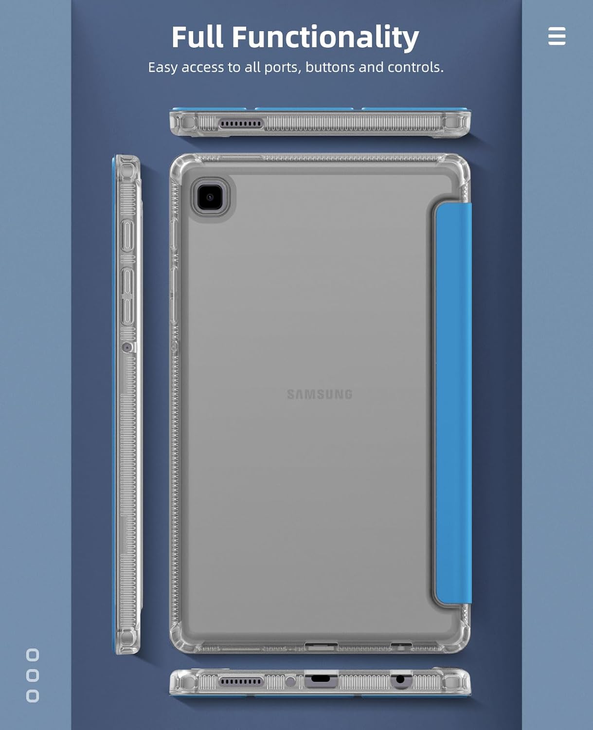 MoKo Funda compatible con Samsung Galaxy Tab A7 Lite de 8.7 pulgadas 2021 (SM-T225T220T227), funda inteligente delgada y ligera con triple soporte