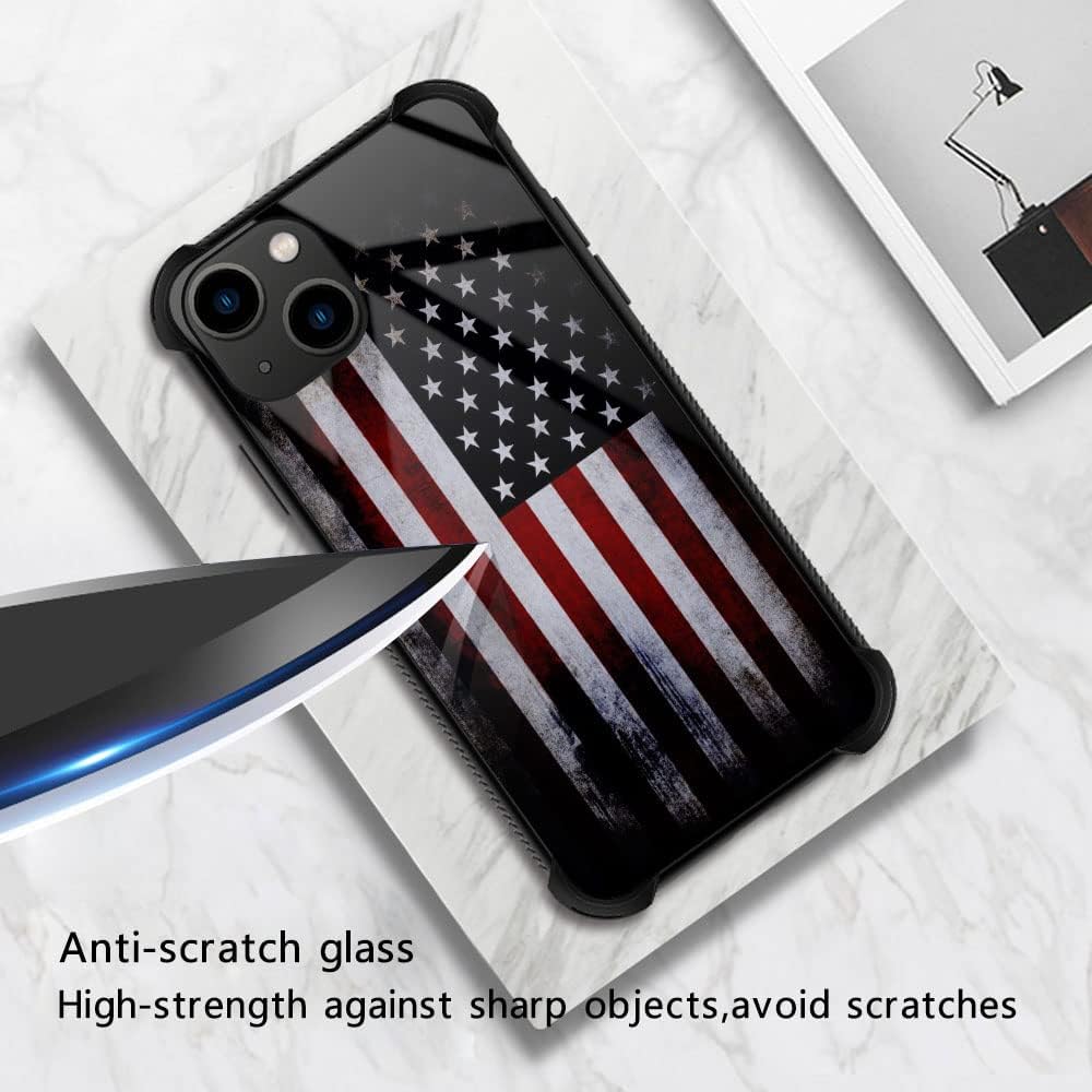 ZHEGAILIAN Funda compatible con iPhone 14 Plus, funda de bandera antigua para iPhone 14 Plus para niños y hombres, diseño de patrón de vidrio