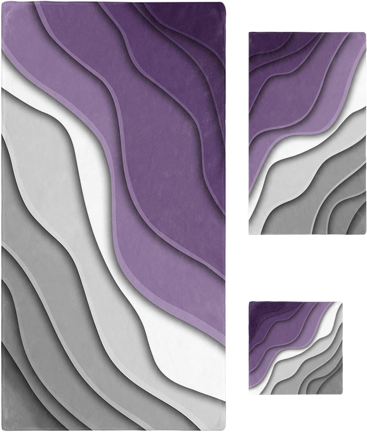 Juego de toallas de baño de 3 piezas, color morado y gris, juego de toallas de baño suaves para baño, toallas de baño absorbentes (1 toalla de baño,