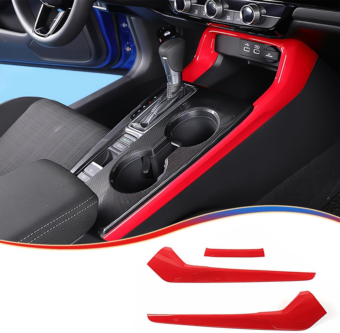 11 generación Civic – 3 piezas de cubierta lateral para Honda Civic 2022 2023  Marco de consola central ABS rojo vino, ajuste lateral, accesorios