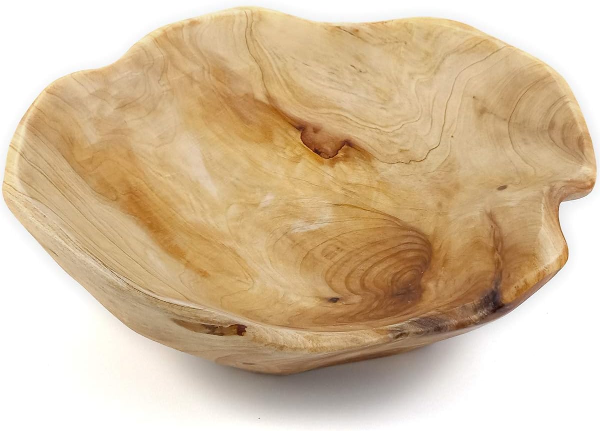 Tazón de madera para servir ensalada de frutas tallada a mano cuencos de raíz creativa sala de estar cuenco de madera real para dulces de 7 a 9