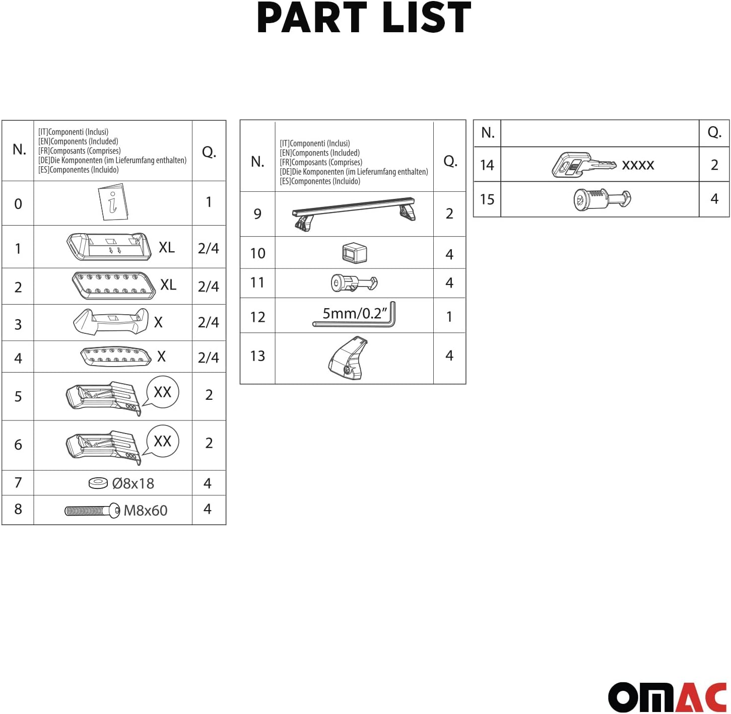 OMAC Juego de barras transversales de techo liso para Mazda CX-30 2020 a 2023, portaequipajes, 110 libras, aluminio, 2 piezas, negro