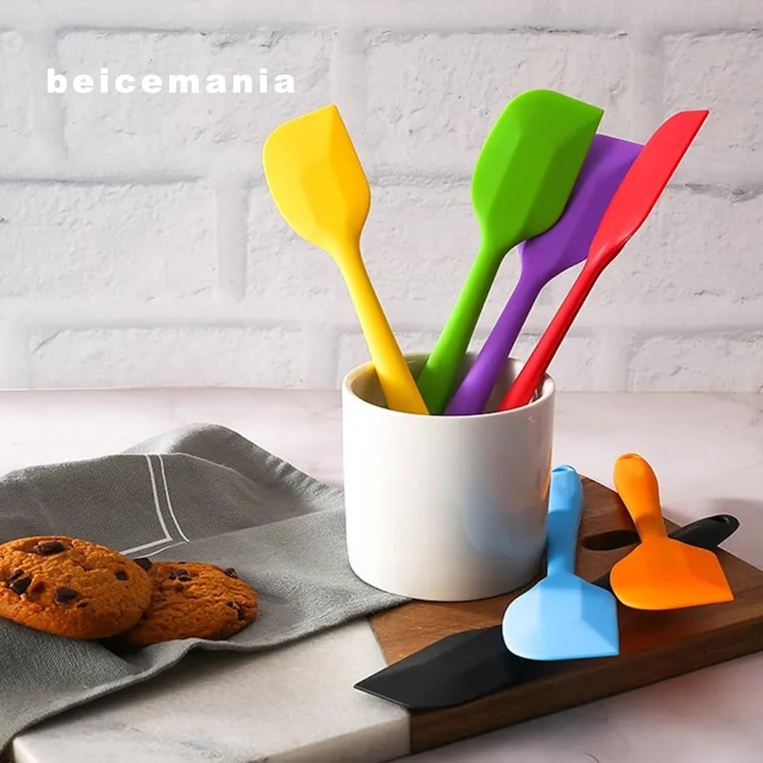 beicemania Espátulas de silicona Espátulas de goma antiadherentes negro