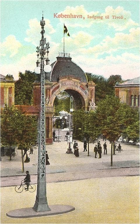 Entrada a los jardines de Tivoli, Copenhague, Dinamarca – Imagen vintage