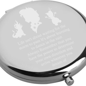 WSNANG Espejo de bolsillo de princesa, princesa Frozen, Elsa, regalos inspiradores para niñas y mujeres, regalos para amantes de la princesa de la WSNANG Espejo de bolsillo de princesa, princesa Frozen, Elsa, regalos inspiradores para niñas y mujeres, regalos para amantes de la princesa de la