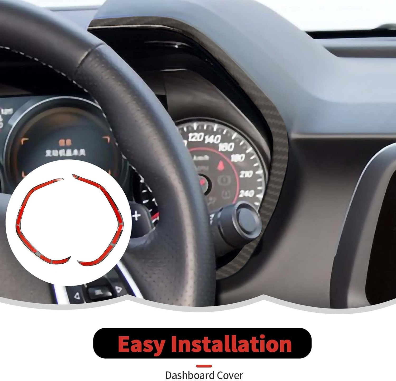RT-TCZ Cubierta de fibra de carbono para salpicadero, marco de velocímetro, decoración interior accesorios para Chevrolet Chevy Camaro 2016-2023