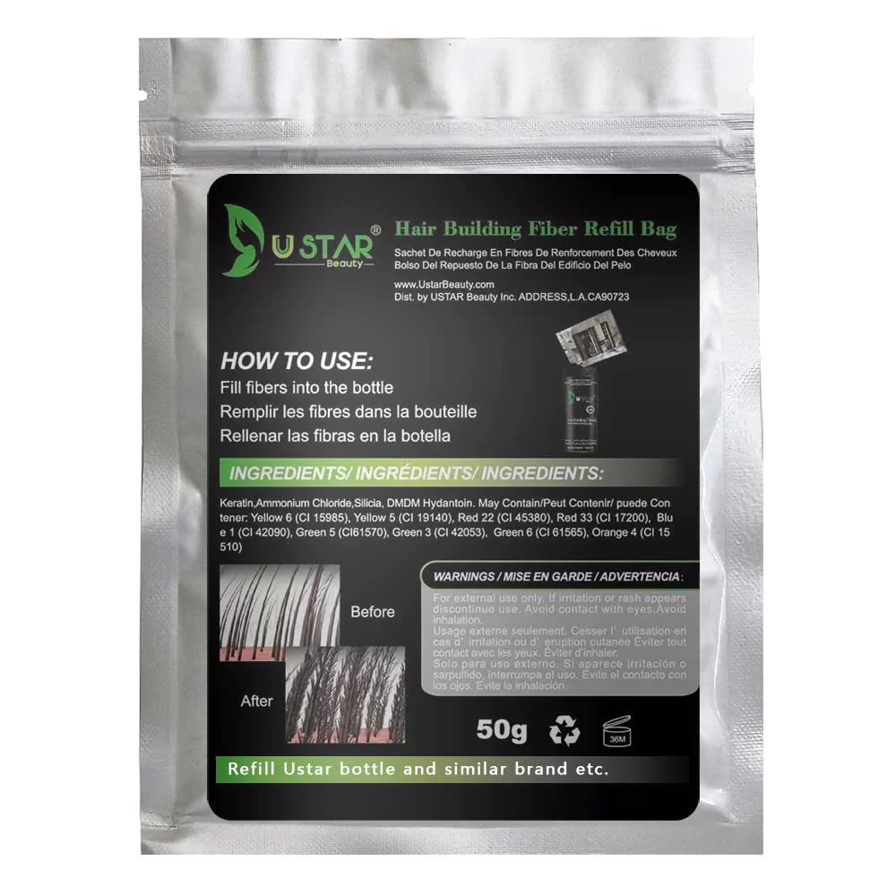 USTAR Bolsa de recarga de fibras buliding para el cabello, 1.76 oz, rubio medio