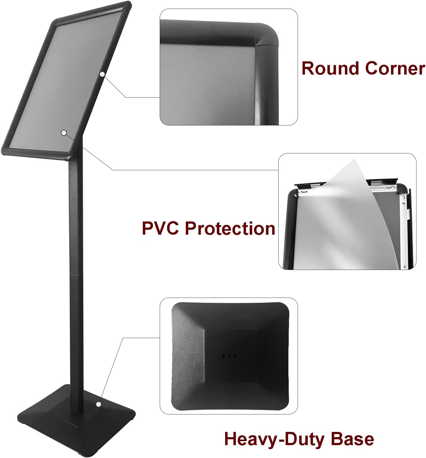 YDisplay Soporte para letreros de 8.5 x 11 pulgadas, soporte para póster para exteriores e interiores, con base resistente, soporte de suelo con