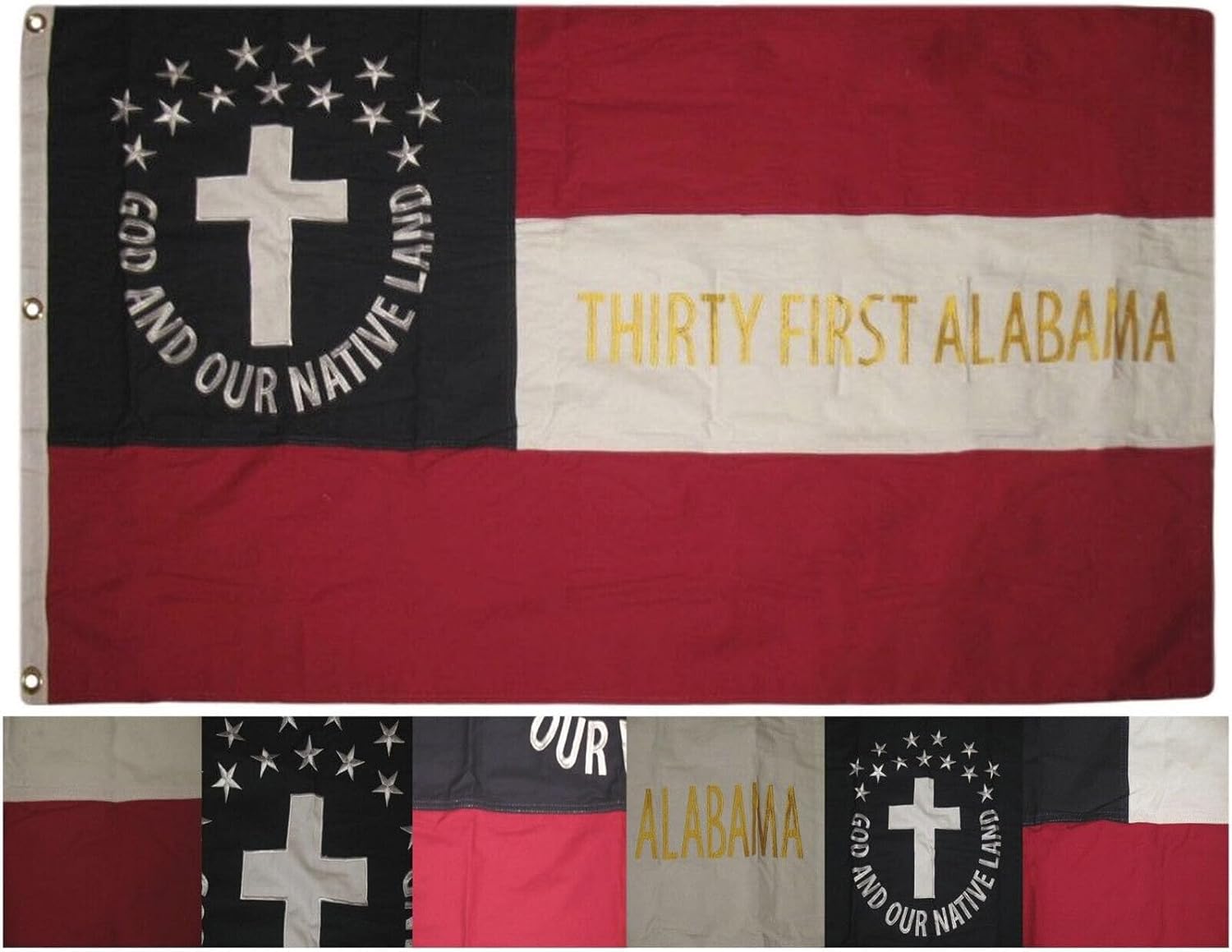 Bandera bordada de 3 x 5 pulgadas, 31 infantería de Alabama, 100% algodón, 3 x 5 pies, 3 clips