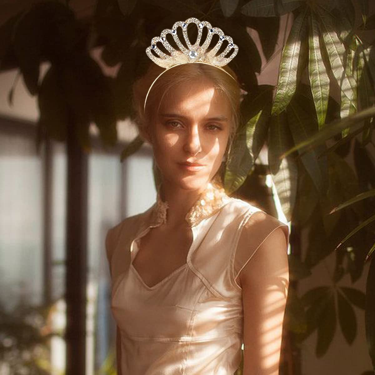 Diadema dorada con corona de encaje, accesorios para el cabello, accesorios para el cabello para niñas y mujeres, fiesta de cumpleaños