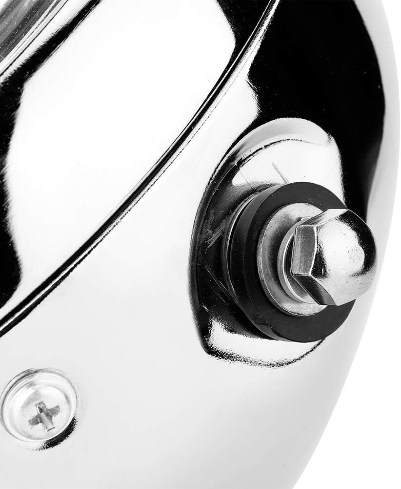 Acouto Faro delantero de motocicleta de 12 V, 5.75 pulgadas, universal, modificado, retro, carcasa plateada, lente blanca, faro delantero para GN125
