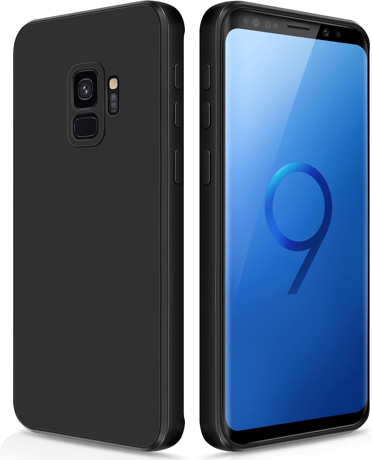 Funda de silicona compatible con Samsung Galaxy S9, funda de cuerpo completo sedoso suave al tacto con protección de cámara, funda a prueba de