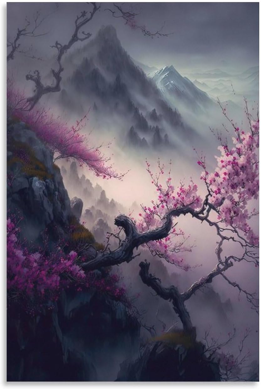Aimery Lienzo artístico de flor de cerezo para pared, pósteres de regalo, pintura para dormitorio, decoración del hogar, imágenes colgantes sin