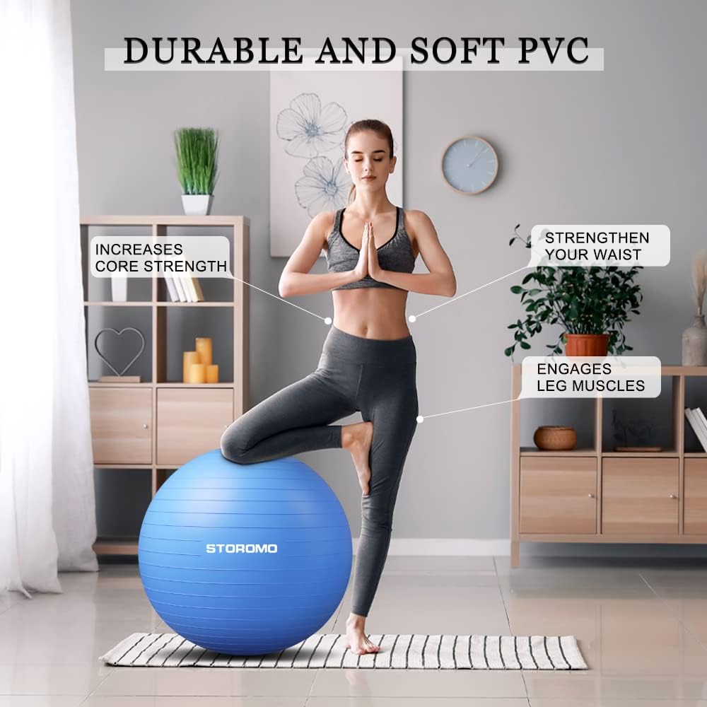 Pelota de ejercicio, pelota de yoga (tutorial de ejercicio gratuito), extra gruesa antideslizante, soporta 2500 libras, pelota de entrenamiento para