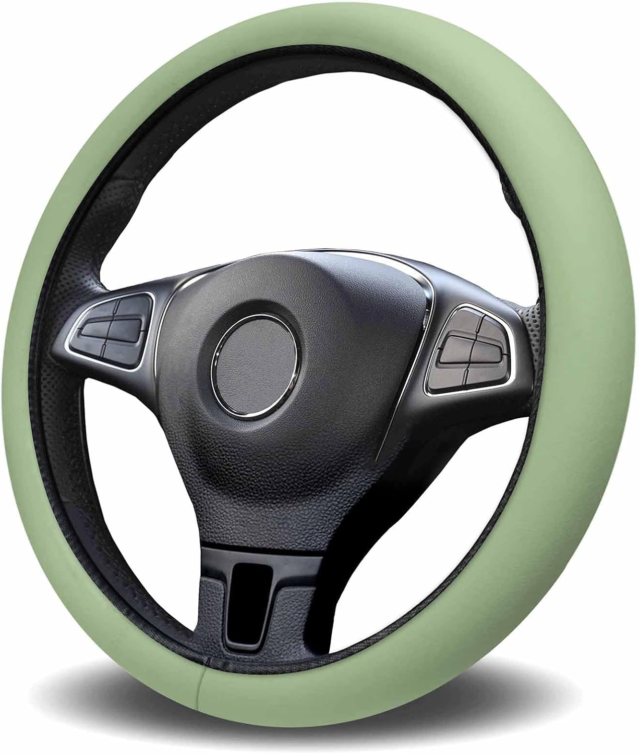 Funda protectora para volante de automóvil, color verde claro, elástica, esponja, elástica, para vehículos, camiones, SUV, accesorios automotrices