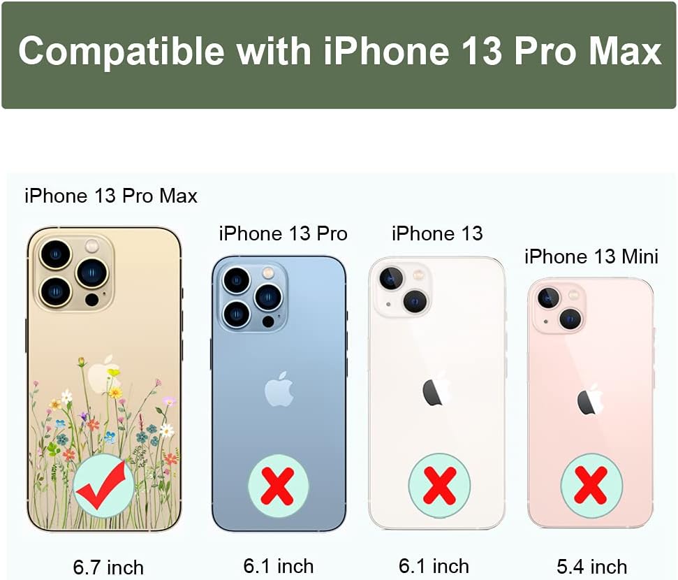 Unov Funda compatible con iPhone 13 Pro Max, transparente con diseño en relieve, patrón floral en relieve, TPU suave, parachoques delgado, protector