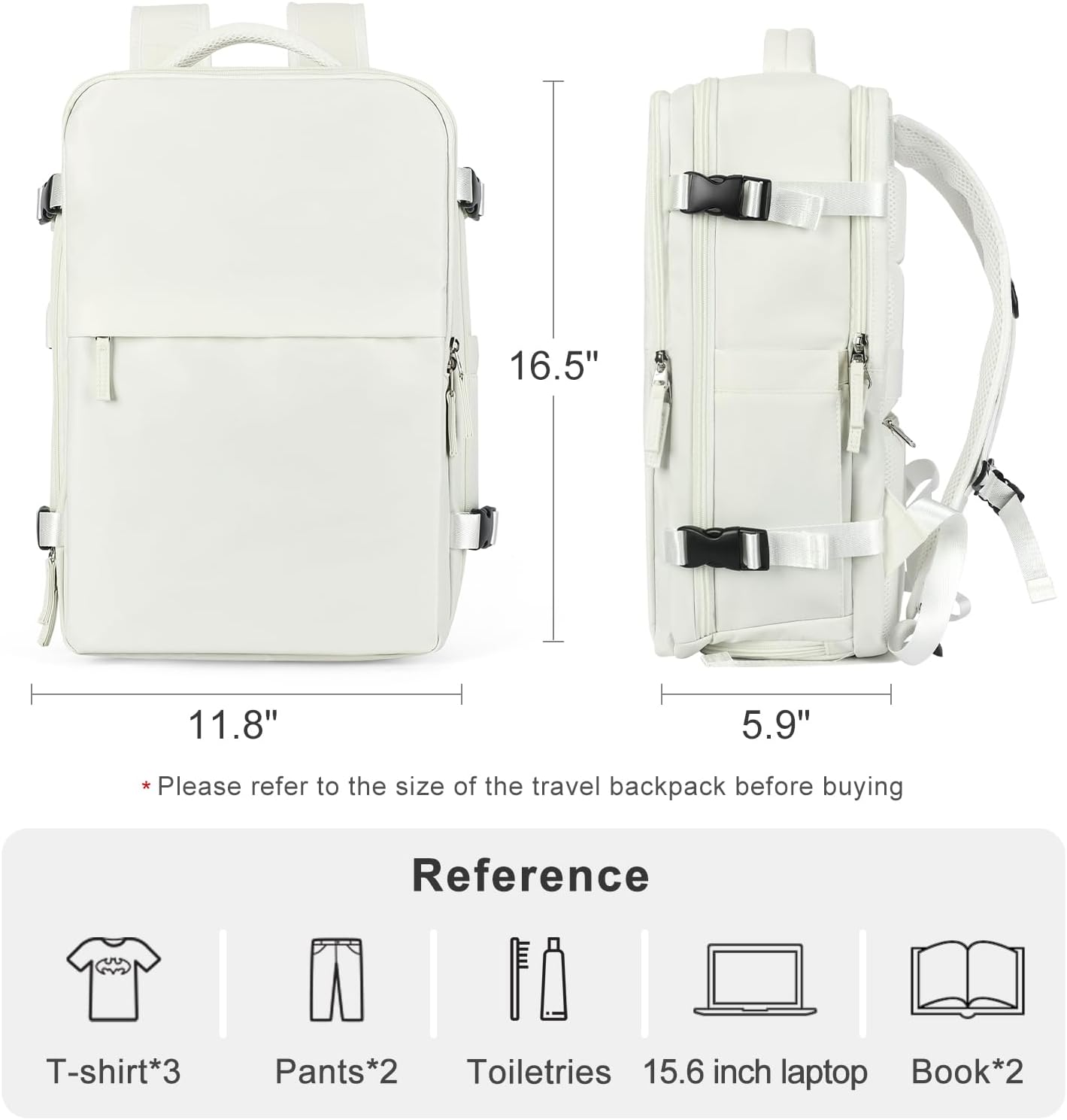 Mochila casual Mochila de viaje, B-media luna blanca, Mochilas Daypack