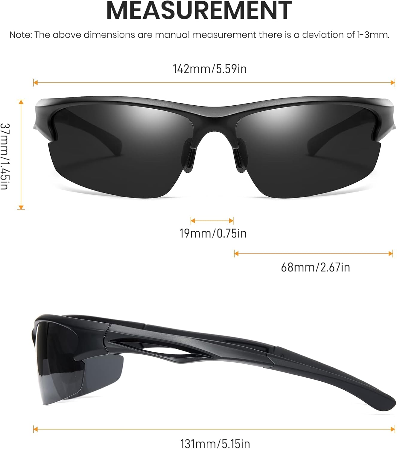 Cyxus Gafas de sol deportivas polarizadas para hombres y mujeres, para correr, ciclismo, pesca, golf, conducción, gafas de sol Tr90