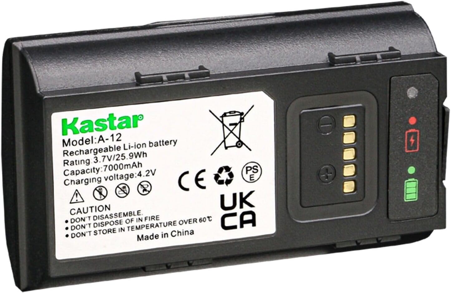 Kastar Batería A12 de repuesto para Arlo A-12 308-50025-03 A6E31BA7014F7 VMA2400 AVD2001 AVD2001B FC9C98018288 ABY11CKS0162CD 72-50 114-01, Arlo