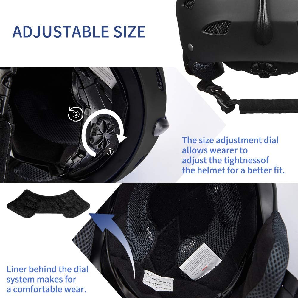 Auboa Casco de esquí, casco de snowboard, deportes de nieve, patinaje, equipo de recreación al aire libre para hombres, mujeres y jóvenes
