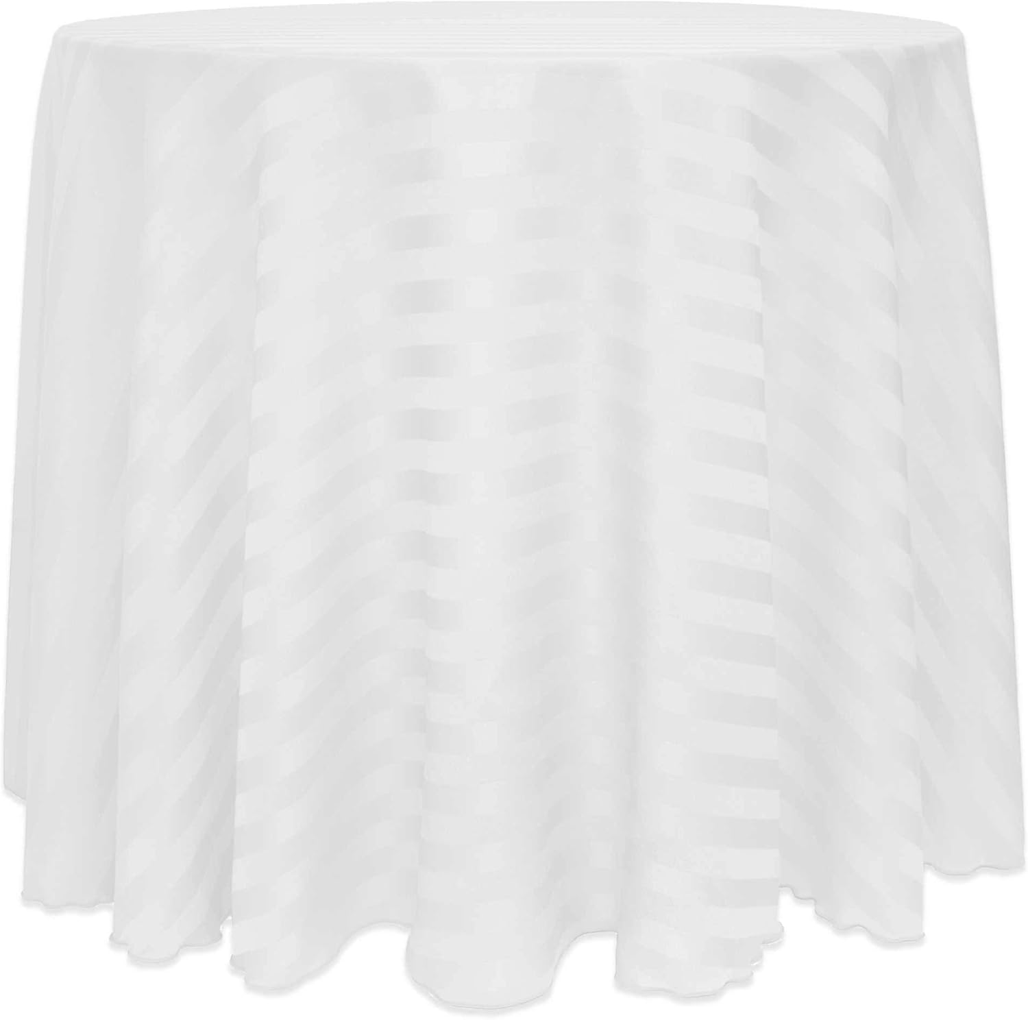 ULTIMATE TEXTILE Mantel redondo de rayas satinadas de 84 pulgadas, color blanco