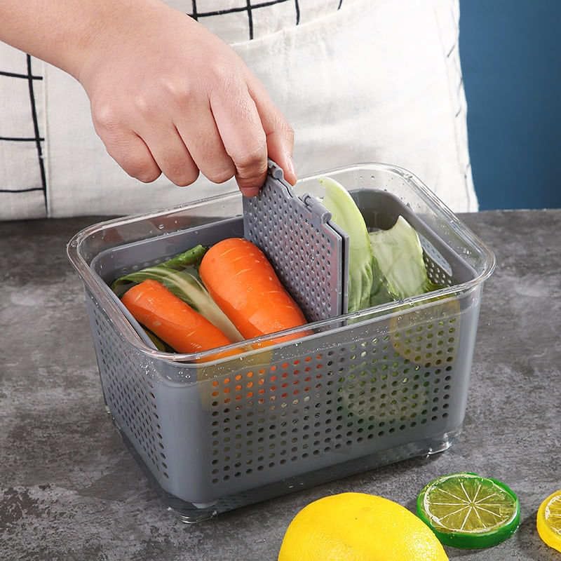 SHEBI PRODUCT Paquete de 3 cubos organizadores de refrigerador, organizador de plástico transparente para frutas y productos con bandeja extraíble,