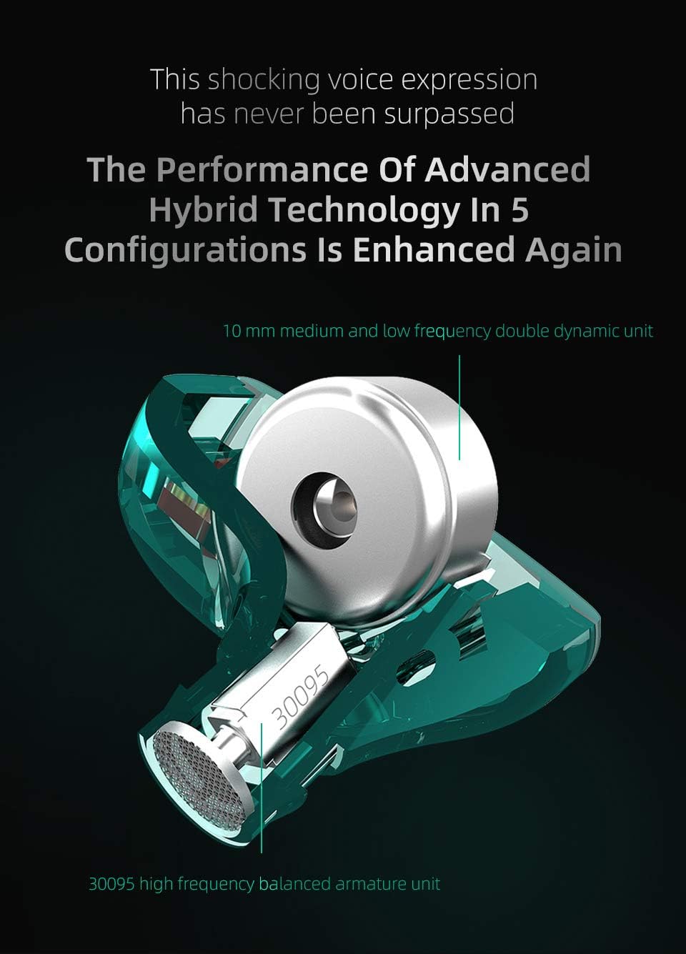 Kinboofi KZ ZSTX – Auriculares intrauditivos, 1BA 1DD HiFi con controlador híbrido, sonido de alta fidelidad, auriculares IEM con cable desmontable