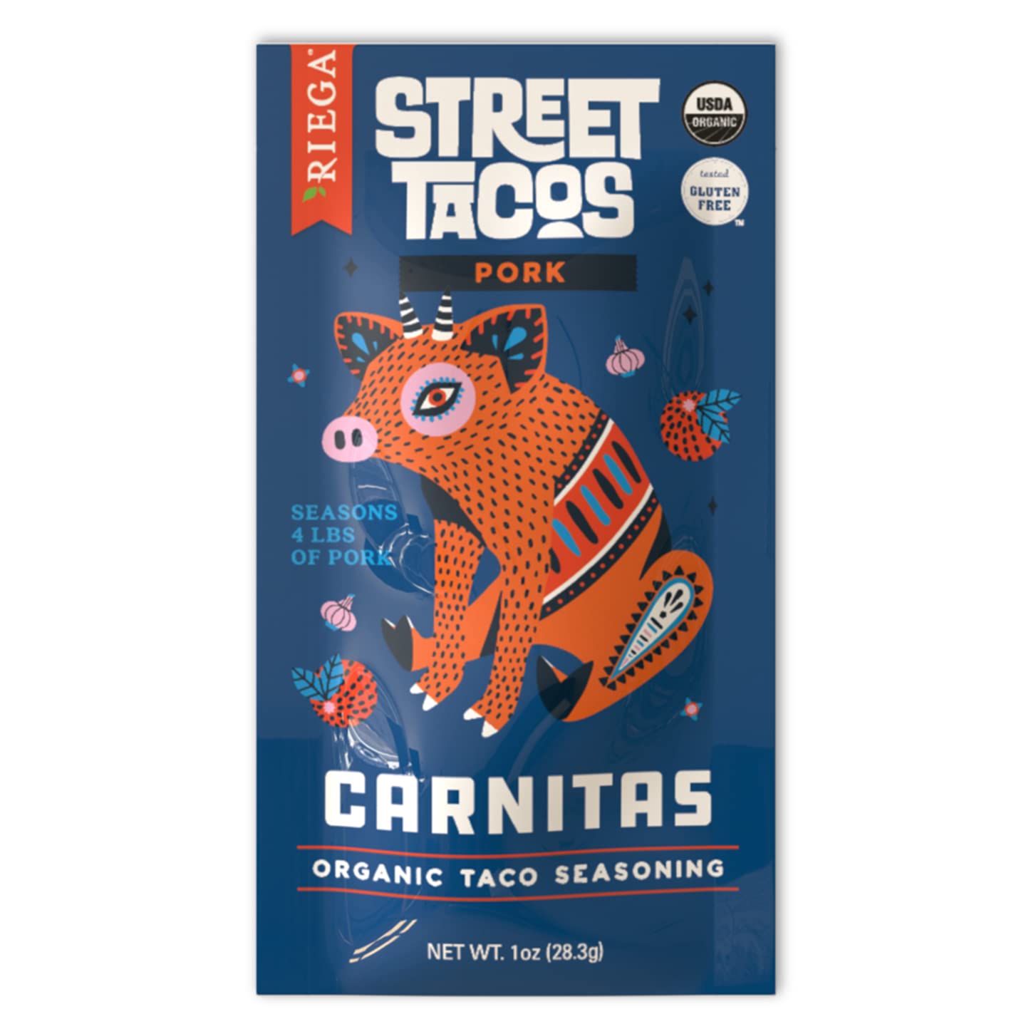 Riega Condimento orgánico para tacos de Carnitas Street, mezcla perfecta para auténticas carnitas de cerdo ralladas en olla de cocción lenta, 1 onza