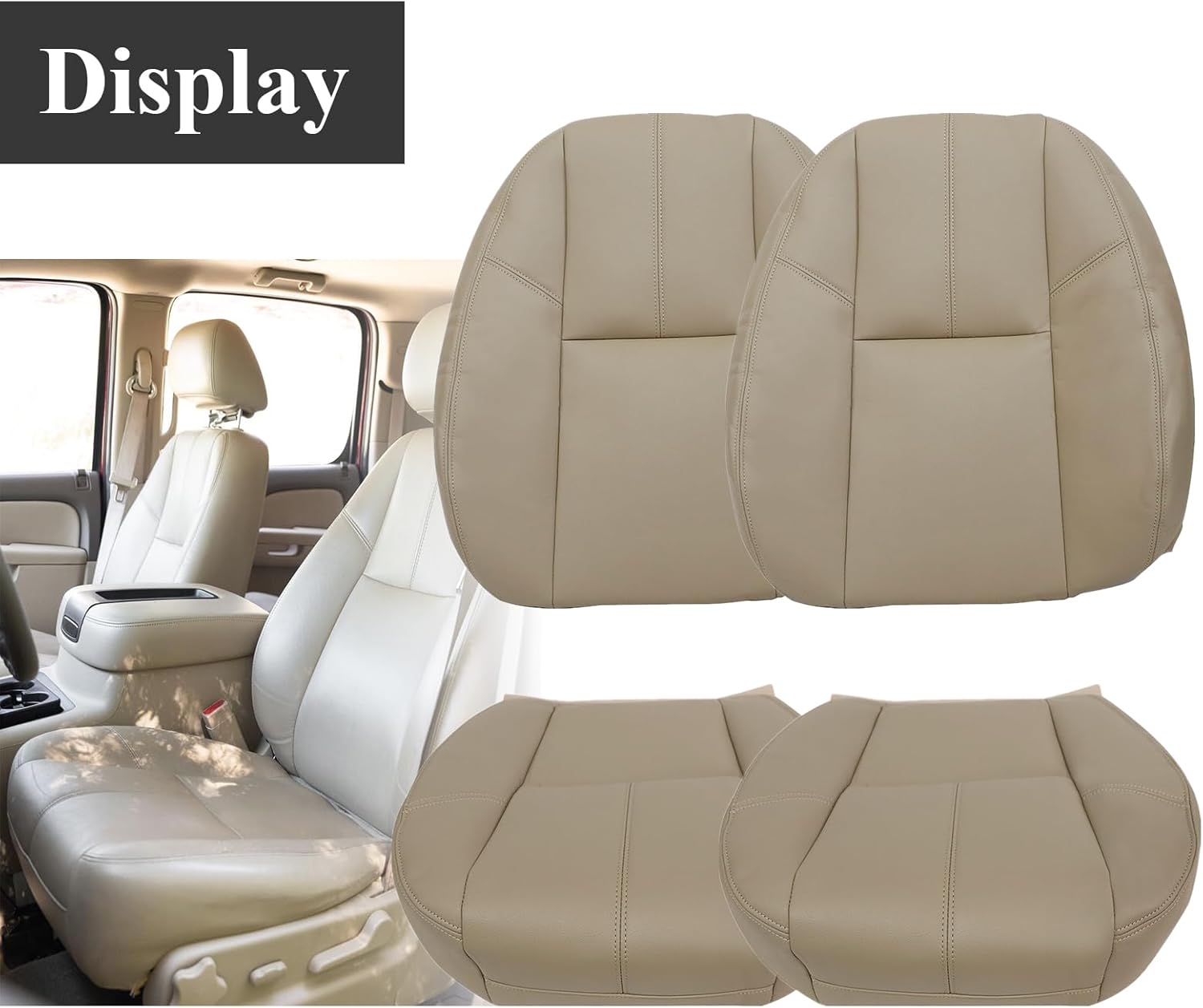Fundas de asiento de repuesto para parte inferior y trasera de ambos lados, color marrón #333, de piel de microfibra, aptas para Chevy Silverado