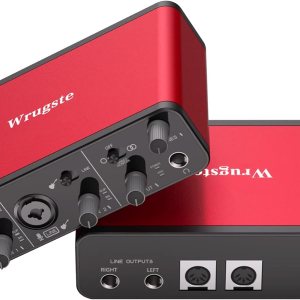 Interfaz de audio USB 2i2 con puertos MIDI 24 bits96 kHz Interfaz de audio Phantom Plug Play Wrugste XLR para grabación de podcasting y Interfaz de audio USB 2i2 con puertos MIDI 24 bits96 kHz Interfaz de audio Phantom Plug Play Wrugste XLR para grabación de podcasting y