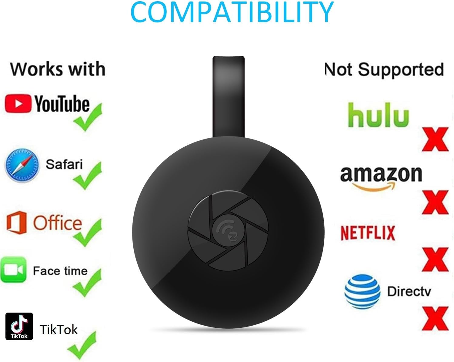 SmartSee Adaptador de pantalla HDMI inalámbrico Pantalla WiFi Cast Mirroring Media Streaming Dongle Receptor para teléfonoPCtableta a pantalla HD