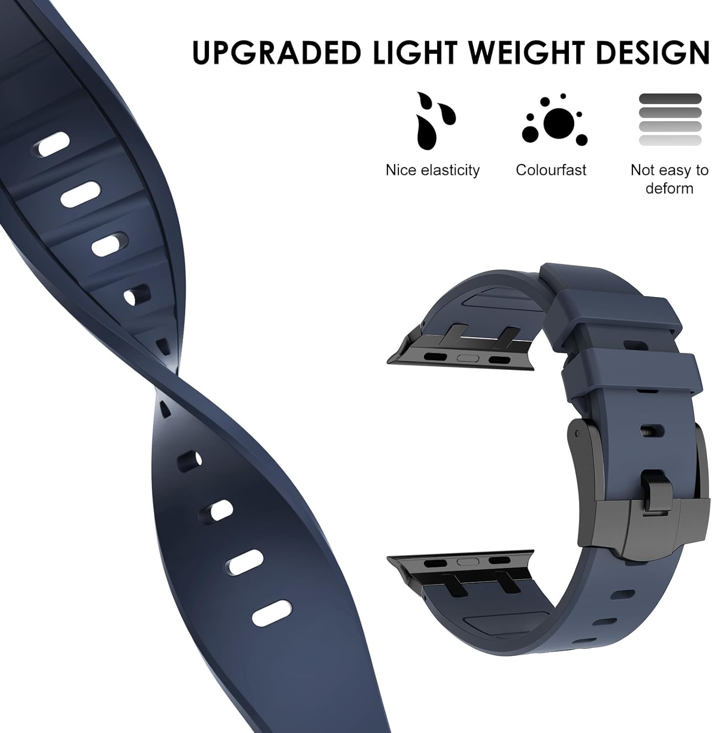 NewWays Correa para Apple Watch de 1.61 pulgadas, 1.57 pulgadas, 1.57 pulgadas, 1.49 pulgadas, banda ancha de goma de silicona líquida deportiva AP