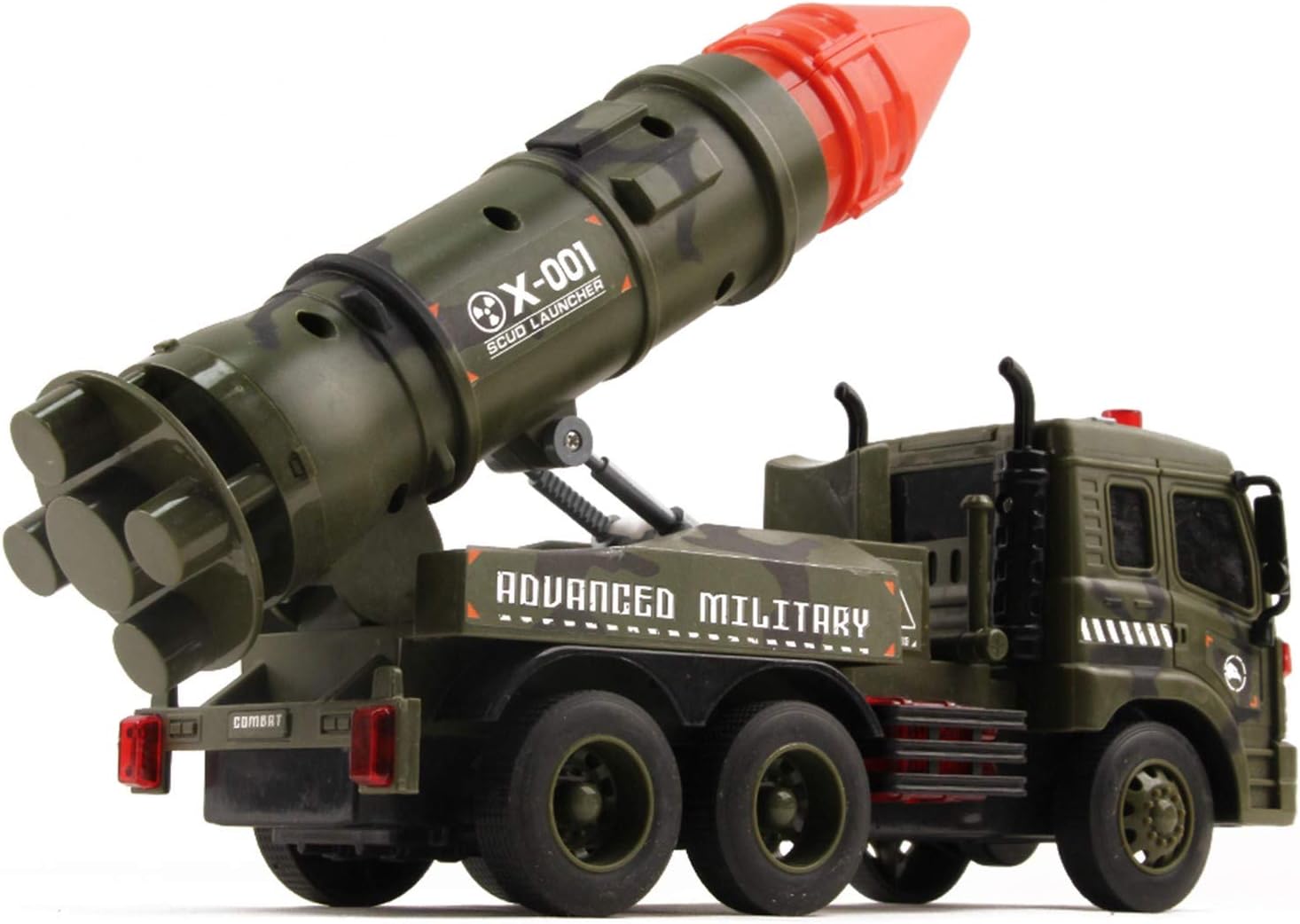 Camión lanzador militar, combatiente alimentado por fricción con luces, sonidos y misiles de tracción para niños, vehículo portador del ejército,