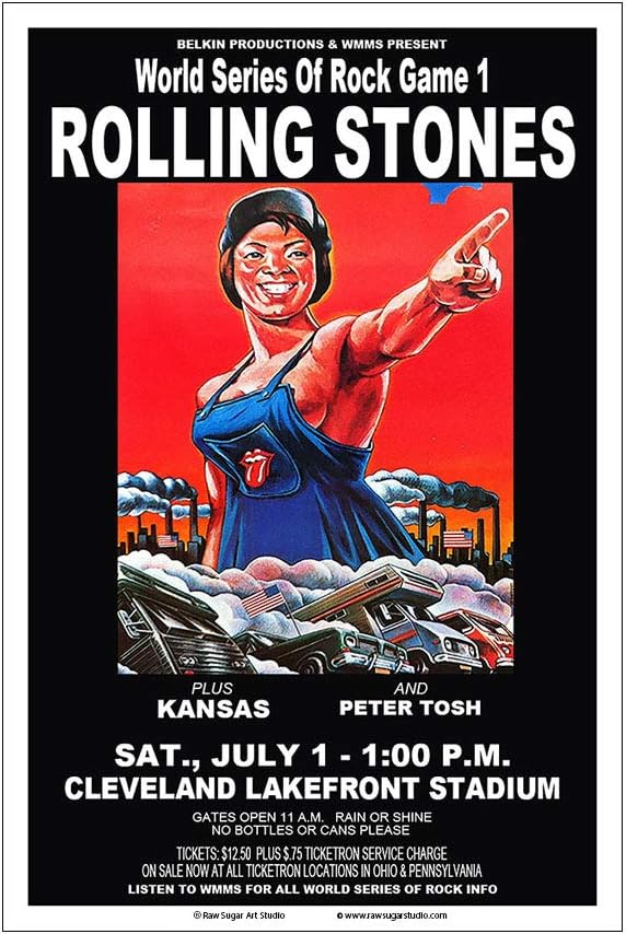 Raw Sugar Art Studio Rolling StonesPeter ToshKansas 1978 – Póster de concierto de Cleveland