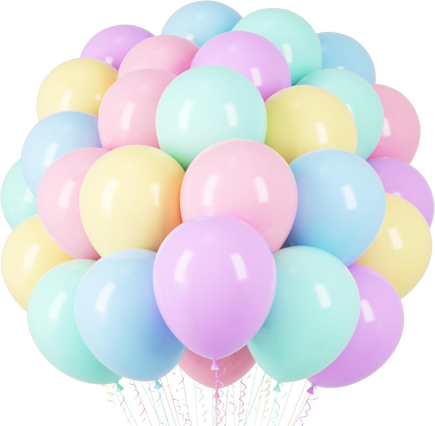Voircoloria Globos pastel, paquete de 66 globos de látex macarrón de 12 pulgadas para graduación, Pascua, boda, cumpleaños, despedida de soltera,
