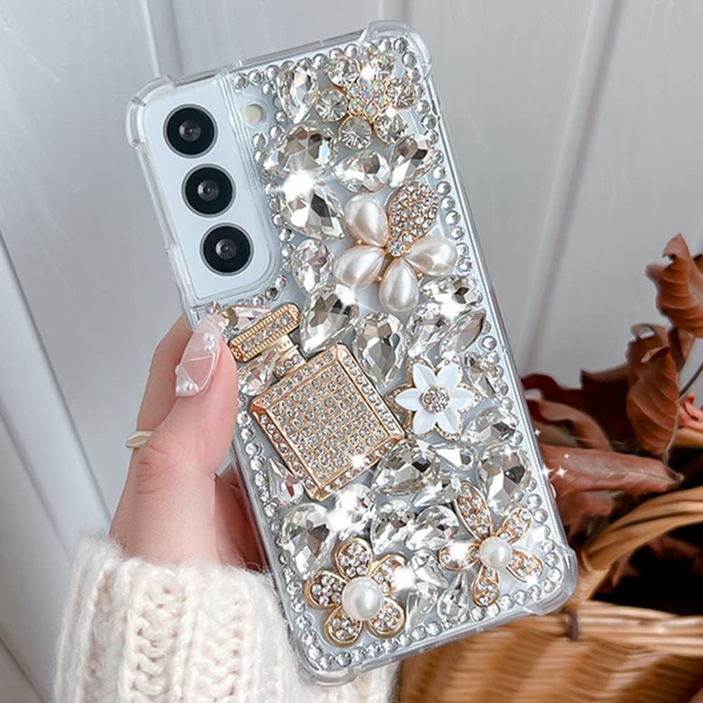 Funda de lujo para Galaxy S21 Ultra para mujer, funda brillante para Galaxy S21 Ultra, funda con piedras brillantes con purpurina para Samsung S21