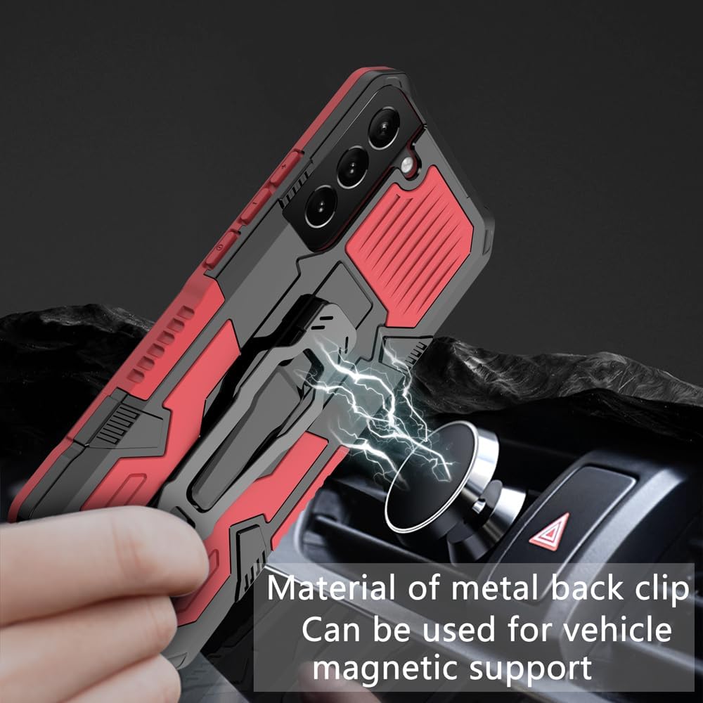 Asuwish Funda protectora compatible con Samsung Galaxy S22 5G y protector de pantalla de vidrio templado, clip para cinturón, resistente a prueba de