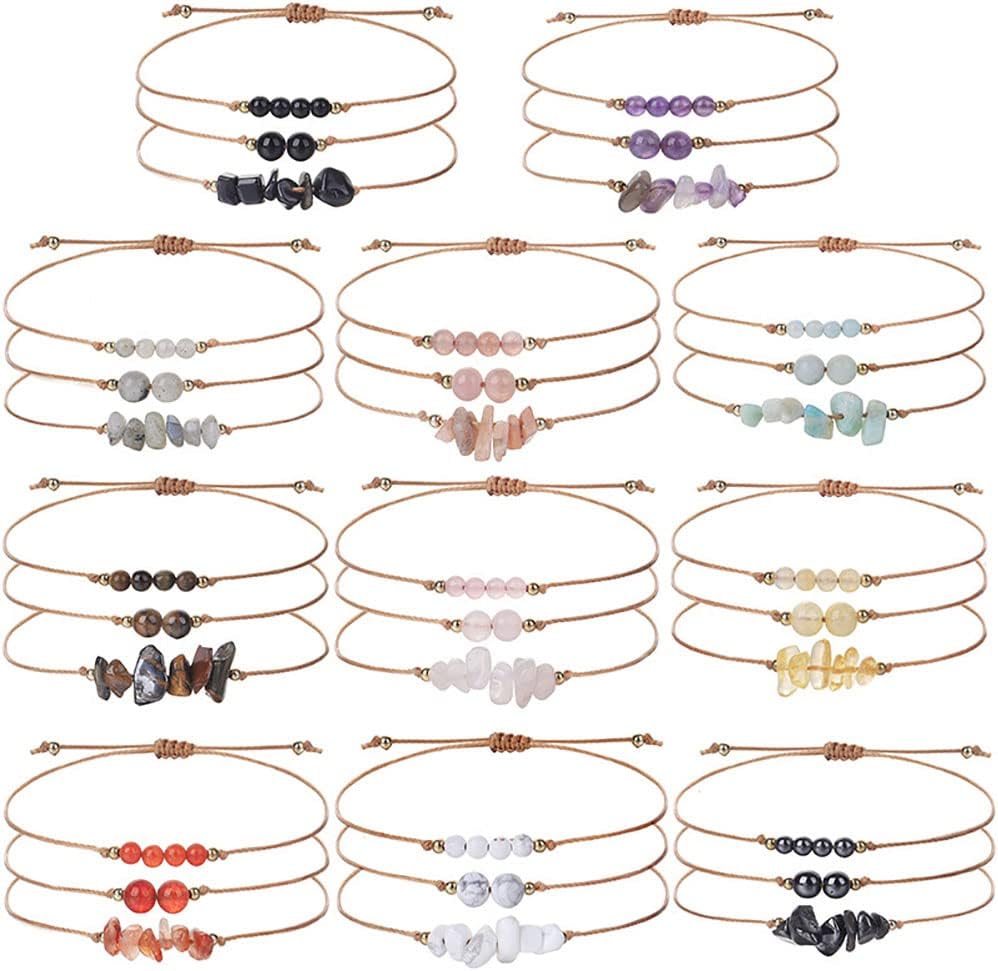 Ronglry 3 pulseras de piedra natural para mujeres y hombres, pulseras de cuentas de cristal curativo, amatista espiritual, cuarzo rosa, chakras,