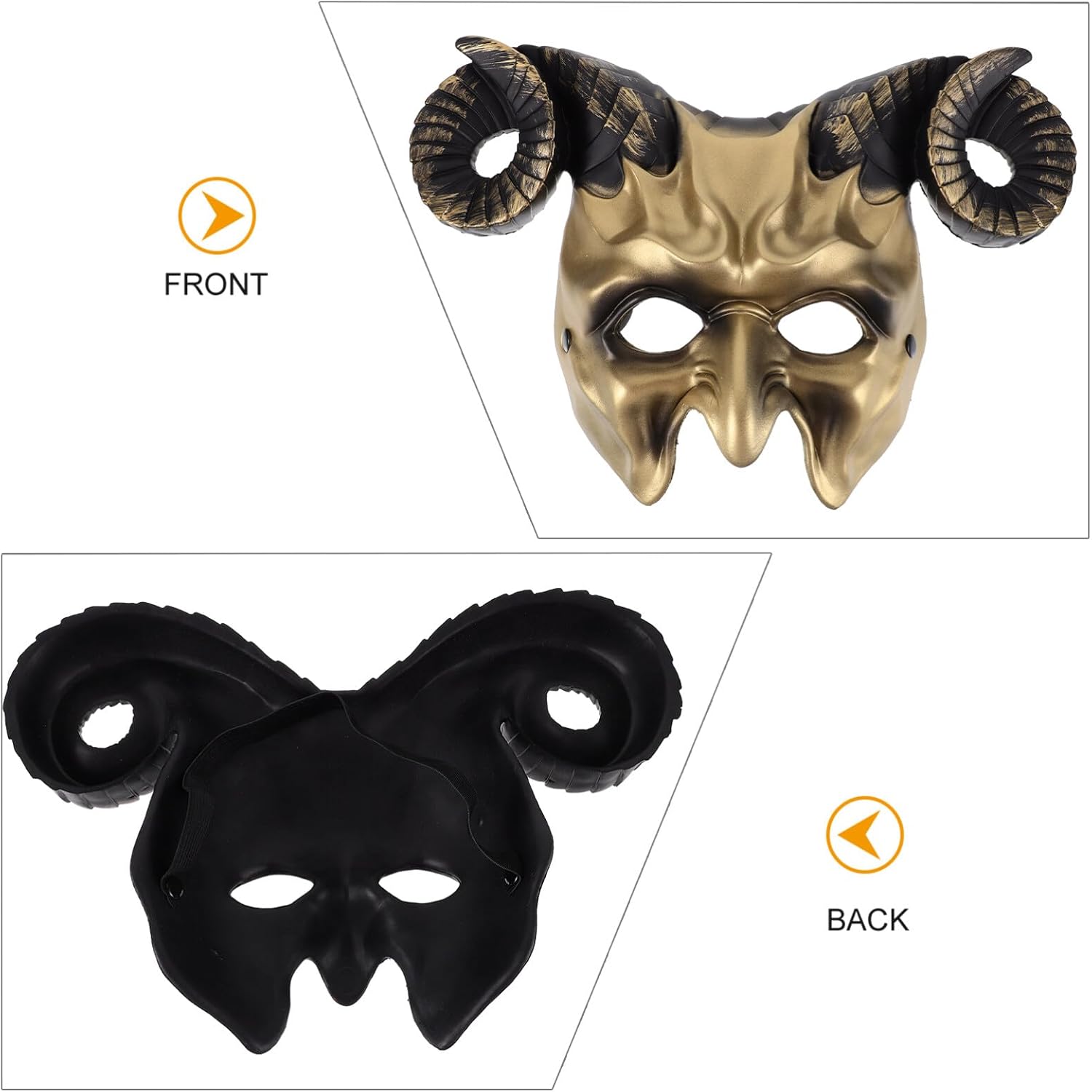 Abaodam Máscara de cuerno de buey, máscara de cuernos, máscara de media cara de animal para festivales, fiestas, disfraz de Halloween, cosplay