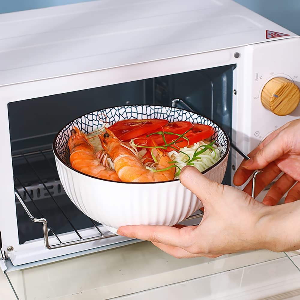 Tazón de sopa grande de 60 onzas, cuencos Pho, juego de cuencos de ramen japonés, juego de 3 cuencos grandes de porcelana, 8 pulgadas, patrón de