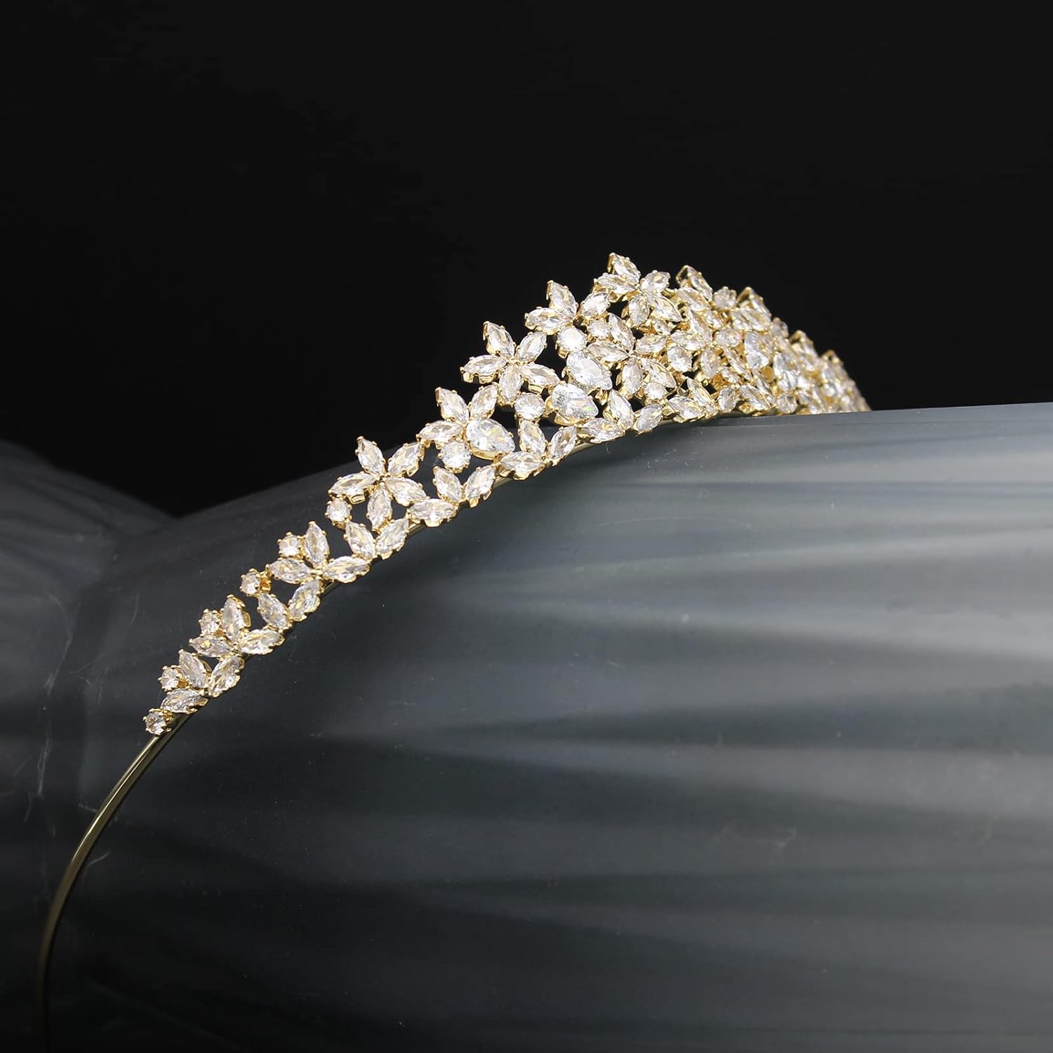 Tiaras de boda pequeñas brillantes para mujer, corona de quinceañera de circonita cúbica, tiara de 16 tiaras, diadema dorada, tocados de cristal,
