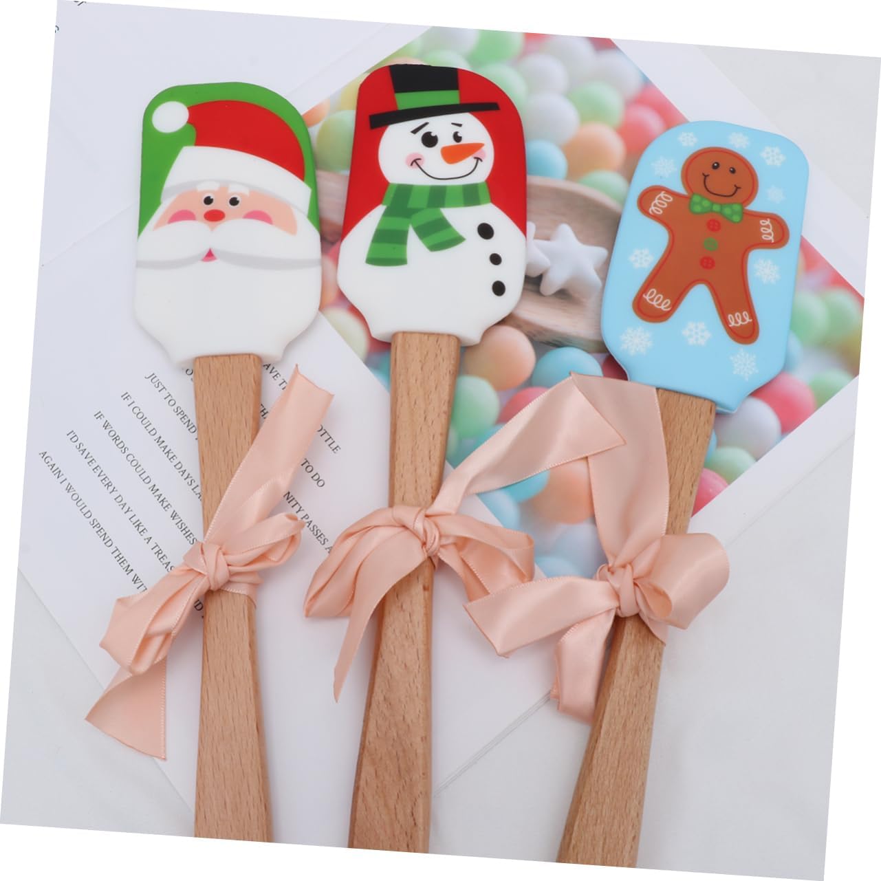 ABOOFAN 9 Pcs Christmas Silicone Spatula Espatulas De Reposteria Butter Scraper for Restaurant Cake Spatula for Bakery Silicon Spatulas Kitchen