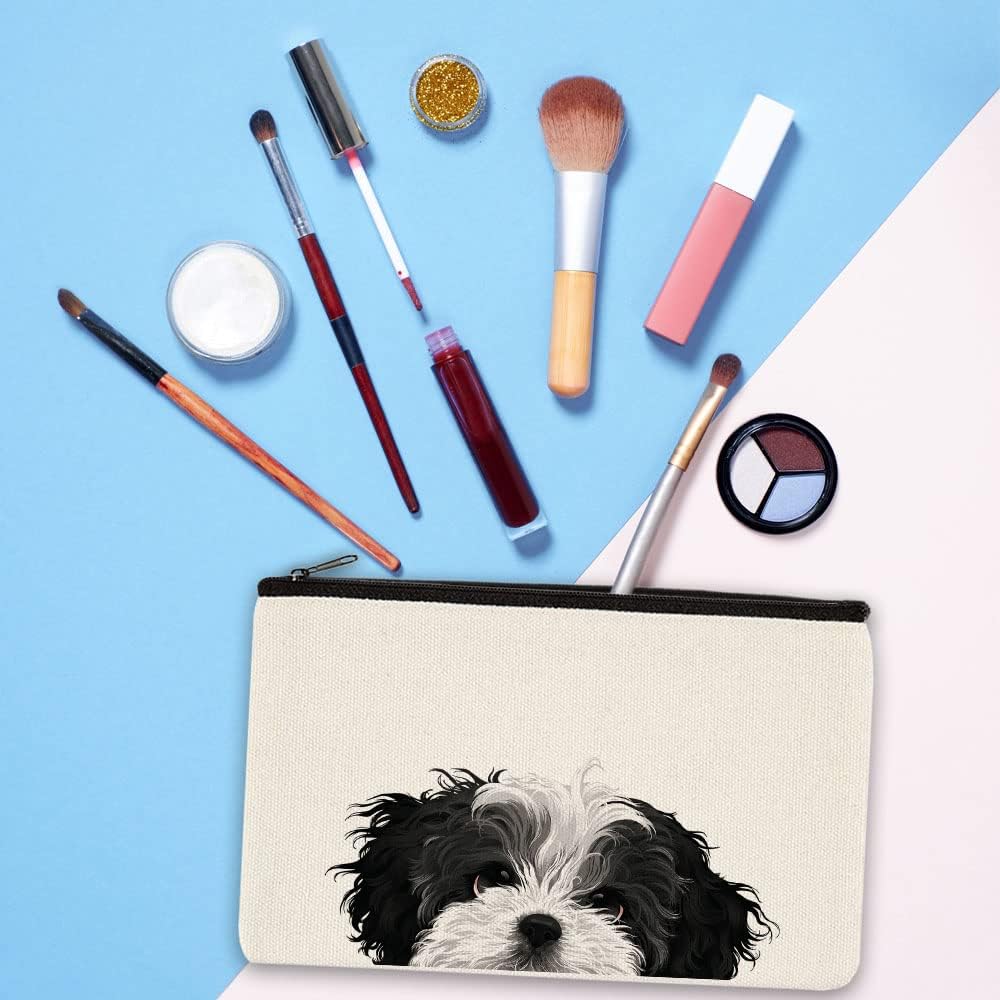 WIRESTER Bolsa de maquillaje de lona con cremallera, bolsa de cosméticos, estuche organizador para mujeres y niñas, bolsa de cosméticos de viaje