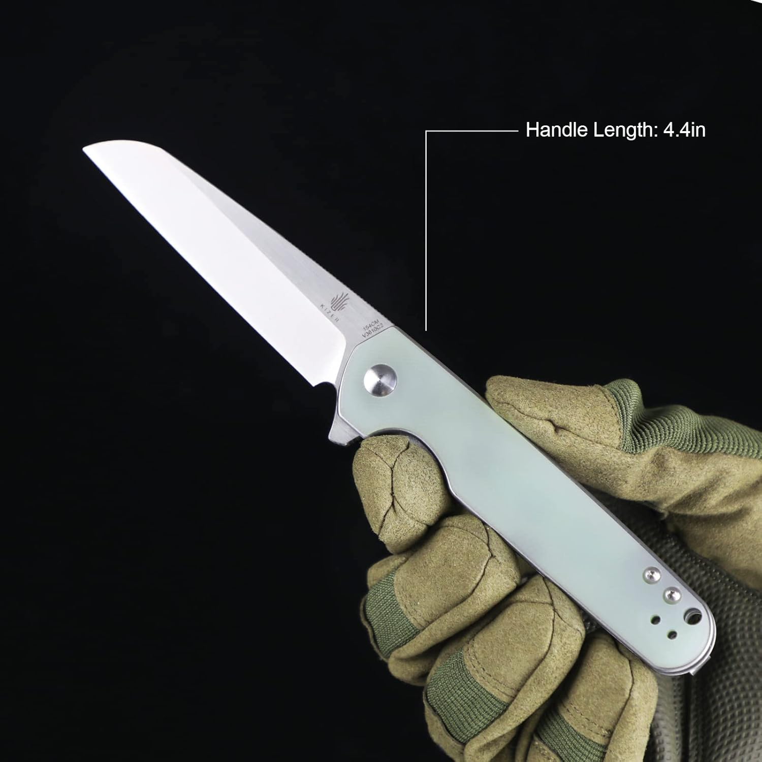 Kizer LP EDC Cuchillo de bolsillo G10 Mango 154CM Cuchillo plegable de acero, Flipper Herramientas al aire libre V3610C2