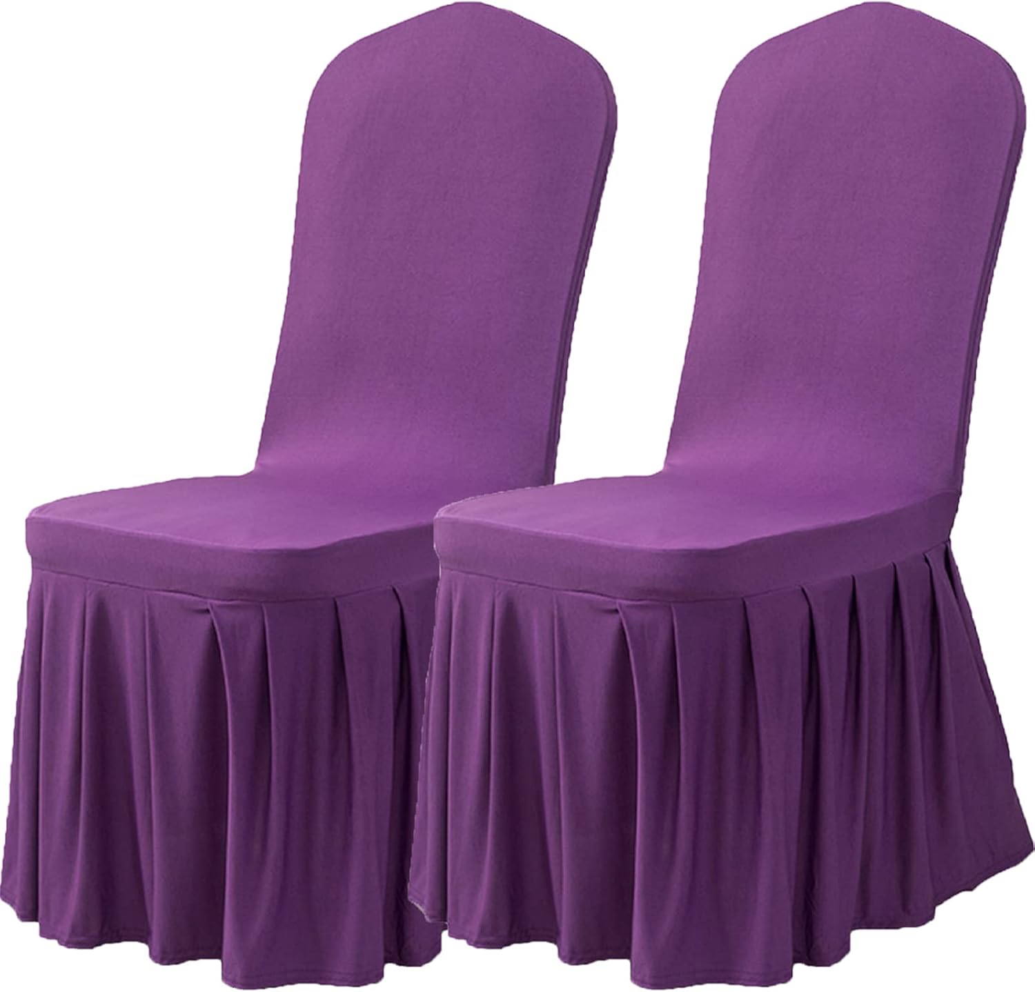Dimatic Juego de 2 fundas para sillas de comedor, fundas elásticas Parsons con falda, de elastano súper ajuste, funda protectora de asiento para