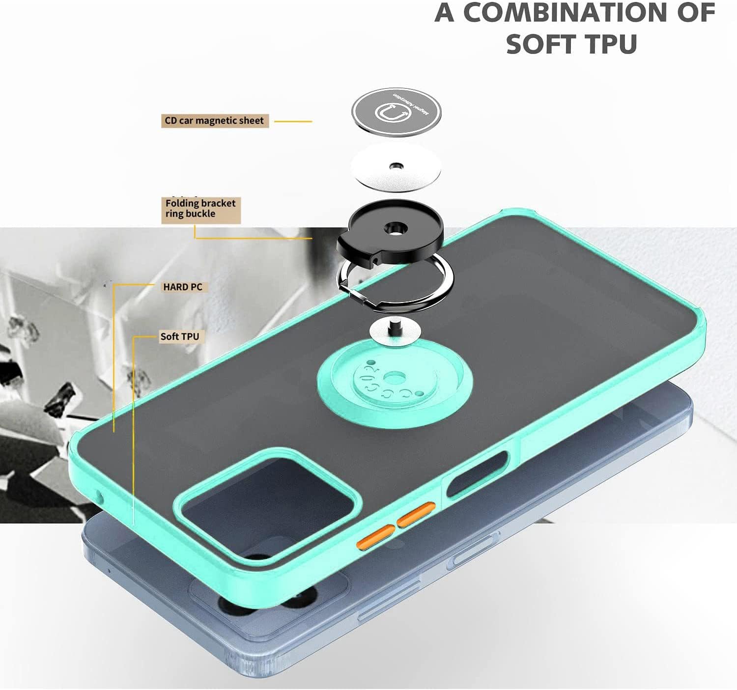 Funda para teléfono T-Mobile Revvl 6 5G con protector de pantalla de vidrio templado 2 unidades, funda T-Mobile Revvl 6 5G con protección completa